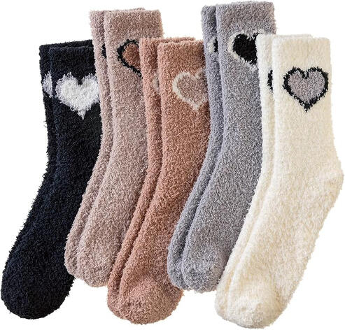 SeeyAN Women's Fuzzy Slipper Socks (5 Pairs) Keep feet cozy with these soft, non-slip socks.